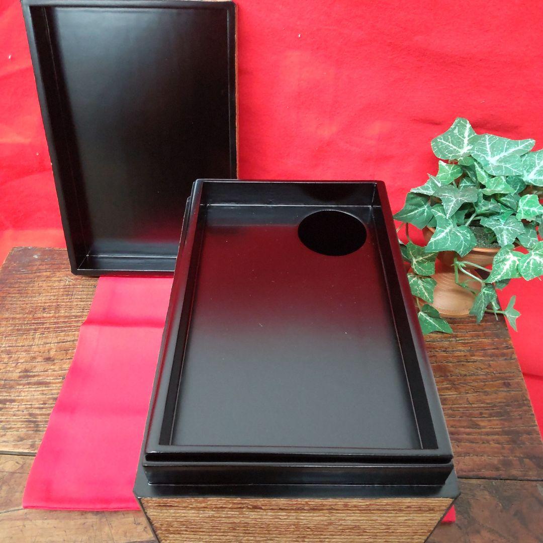 茶道具☆　平安　鳳斉　砂摺　黒柿縁　茶箱　　共箱　未使用保管品